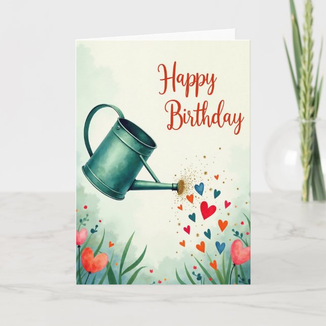 Carte d'anniversaire Arrosoir Fantaisiste (Devant)