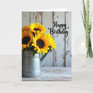 Carte d'anniversaire Arrosoir Rustique