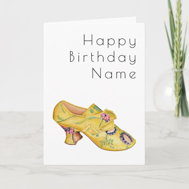 Carte d'anniversaire Art déco Chaussure Jaune (Devant)
