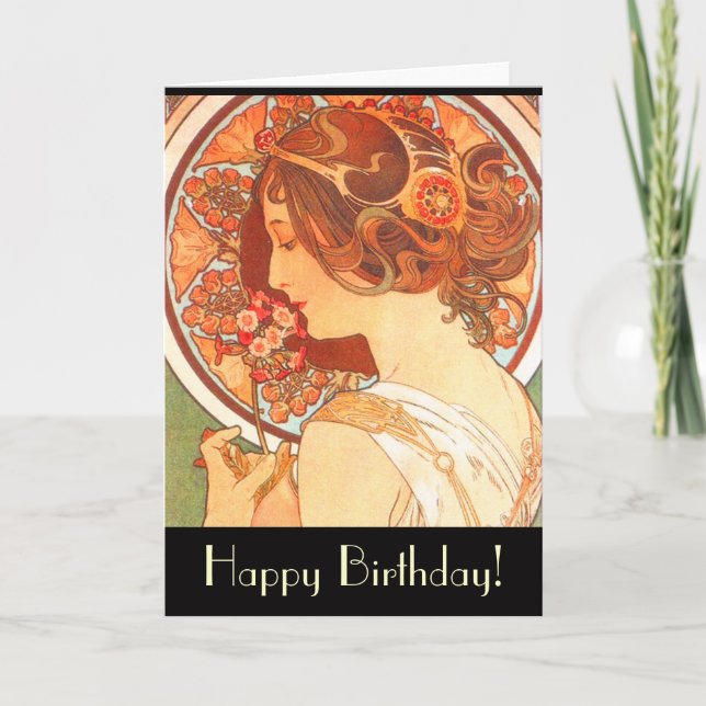 Carte d'anniversaire Art Nouveau Lady (Devant)