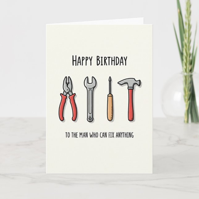 Carte d'anniversaire artisanat d'outils (Devant)