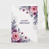Carte d'anniversaire Artistic Pink Bloom