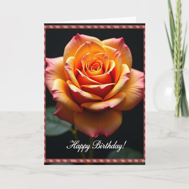 Carte d'anniversaire artistique avec rose (Devant)