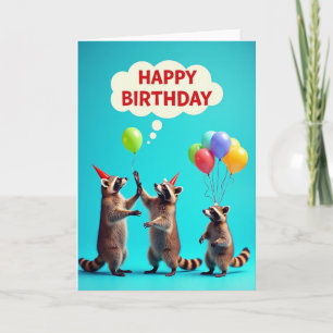 Carte d'anniversaire artistique de raton laveur