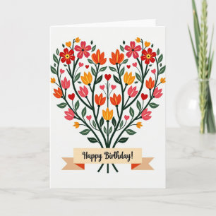 Carte d'anniversaire artistique en art folklorique