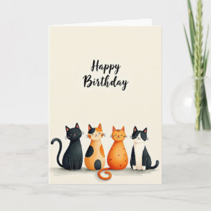 Carte d'anniversaire artistique pour chat mignon