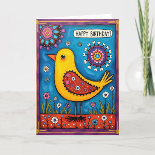 Carte d'anniversaire artistique pour oiseau