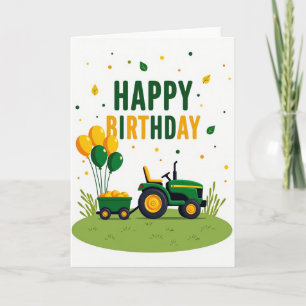 Carte d'anniversaire artistique tracteur