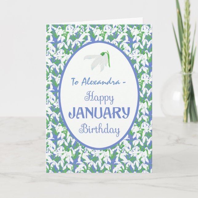 Carte d'anniversaire assez blanche de janvier de (Devant)
