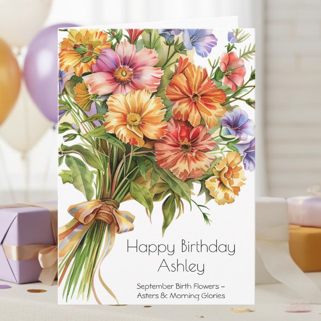 Carte d'anniversaire Asters Fleur de naissance de  (Créateur téléchargé)