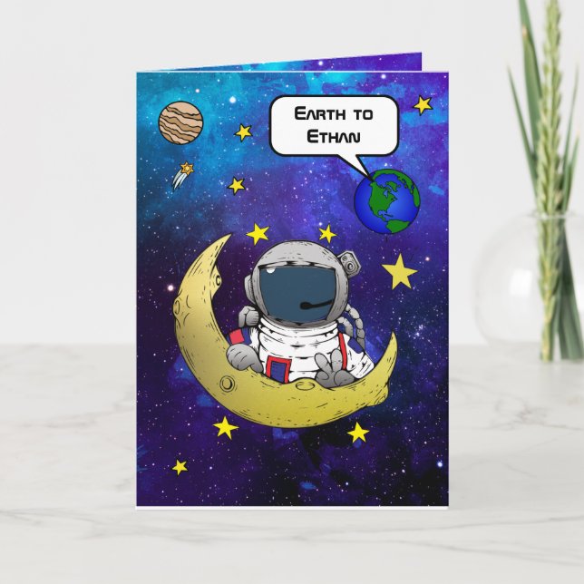Carte d'anniversaire Astronaut & Moon (Devant)