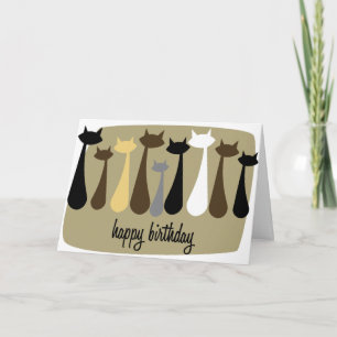 Carte d'Anniversaire Atomique Retro Cat (tons de t