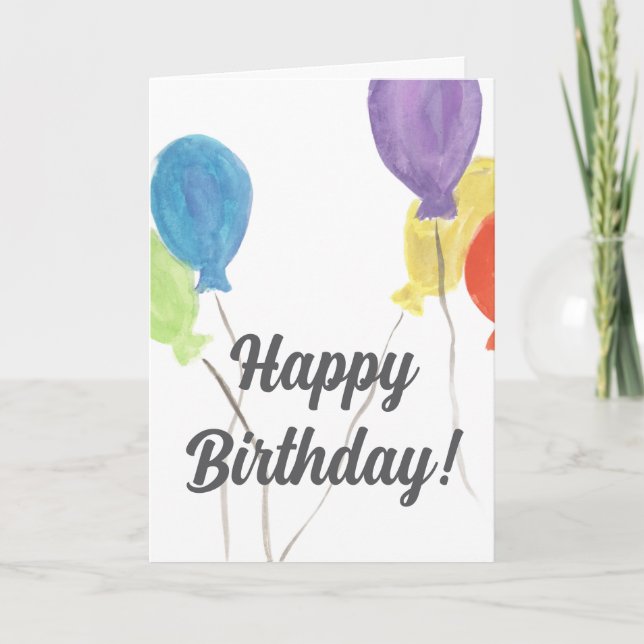 Carte d'anniversaire au ballon à l'aquarelle (inté (Devant)