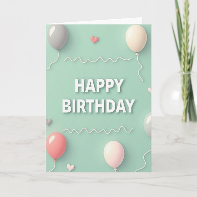Carte d'anniversaire au ballon pastel (Devant)
