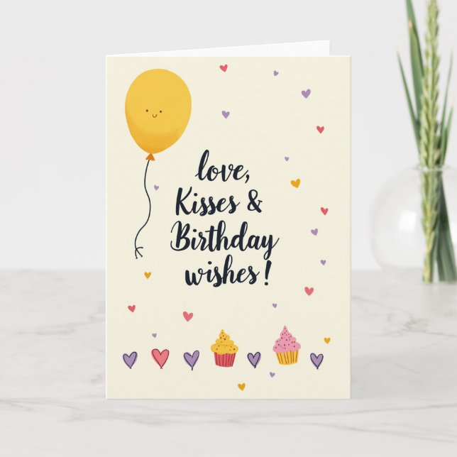 Carte d'anniversaire au ballon souriant (Devant)