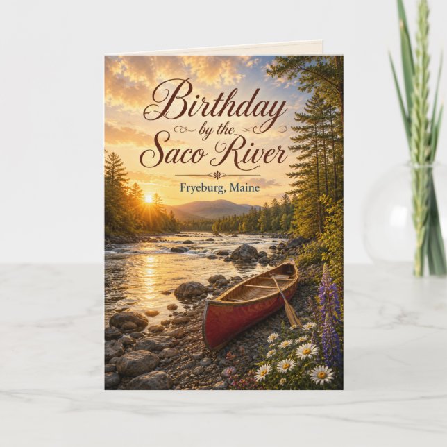 Carte d'anniversaire au bord de la rivière Saco à  (Devant)