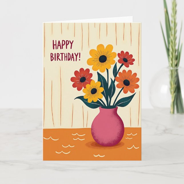 Carte d'anniversaire au bouquet floral (Devant)