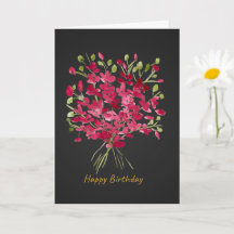 Carte d'anniversaire au bouquet floral aquarelle r