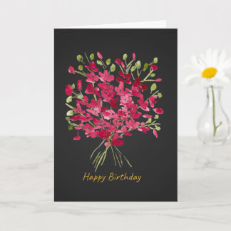 Carte d'anniversaire au bouquet floral aquarelle r