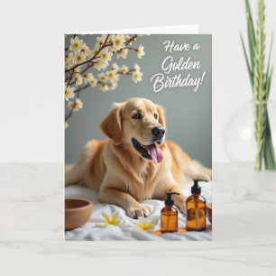 Carte d'anniversaire au chien doré