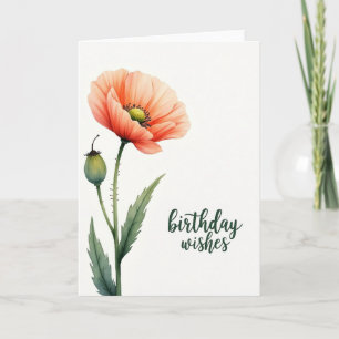 Carte d'anniversaire au coquelicot aquarelle