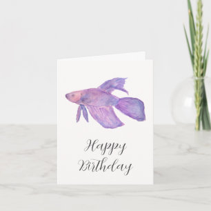 Carte d'anniversaire au crayon aquarelle de poisso