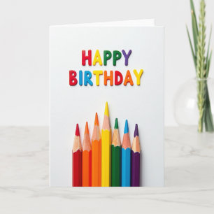 Carte d'anniversaire au crayon avec décoration joy