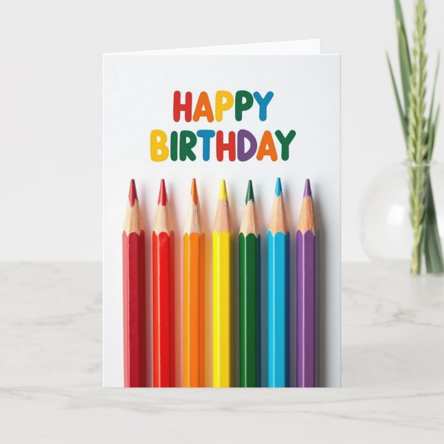 Carte d'anniversaire au crayon de couleur doux (Devant)