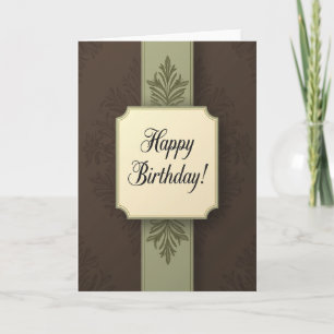 Carte d'anniversaire au feuillage orné