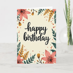 Carte d'anniversaire au feuillage sarcelle