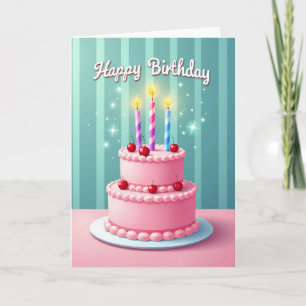 Carte d'anniversaire au gâteau aux cerises