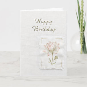 Carte d'anniversaire au lotus rose aquarelle