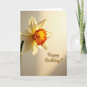 Carte d'anniversaire au narcisse doré