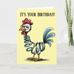 Carte d'anniversaire au poulet au printemps mignon