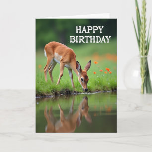 Carte d'anniversaire au reflet du faon