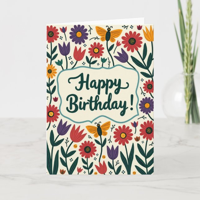 Carte d'anniversaire au script charmant (Devant)
