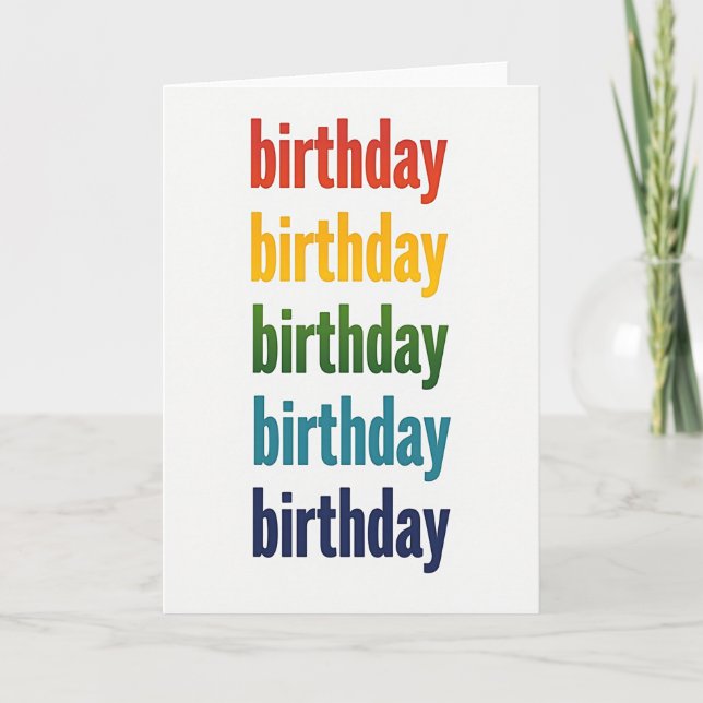 Carte d'anniversaire au texte coloré (Devant)
