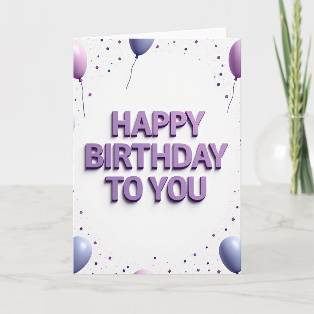 Carte d'anniversaire au texte lavande (Devant)