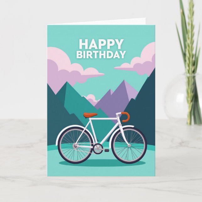 Carte d'anniversaire au vélo blanc (Devant)
