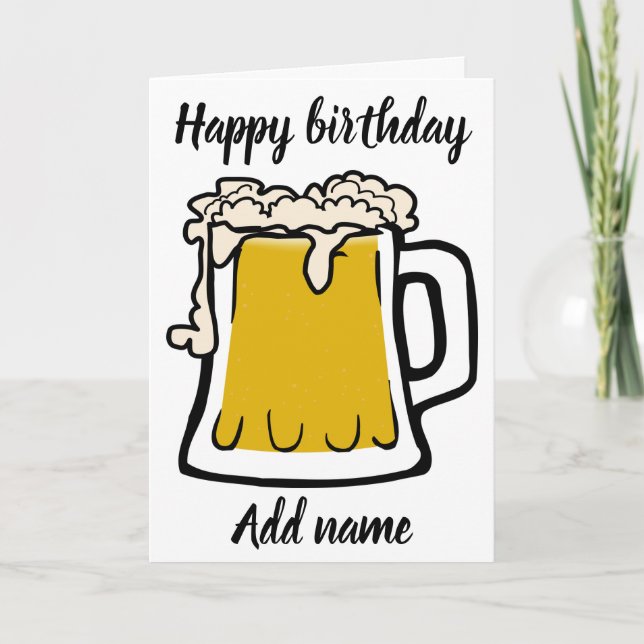 Carte d'anniversaire au verre de bière (Devant)