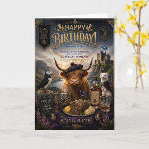 Carte d'anniversaire au whisky et haggis pour vach
