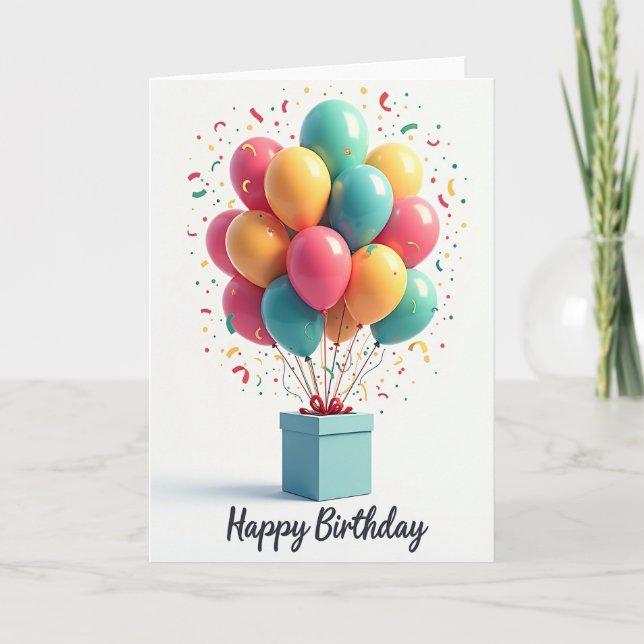Carte d'anniversaire aux ballons pastel doux (Devant)