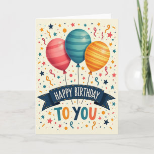 Carte d'anniversaire aux ballons rayés