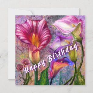 Carte d'anniversaire aux callas colorés