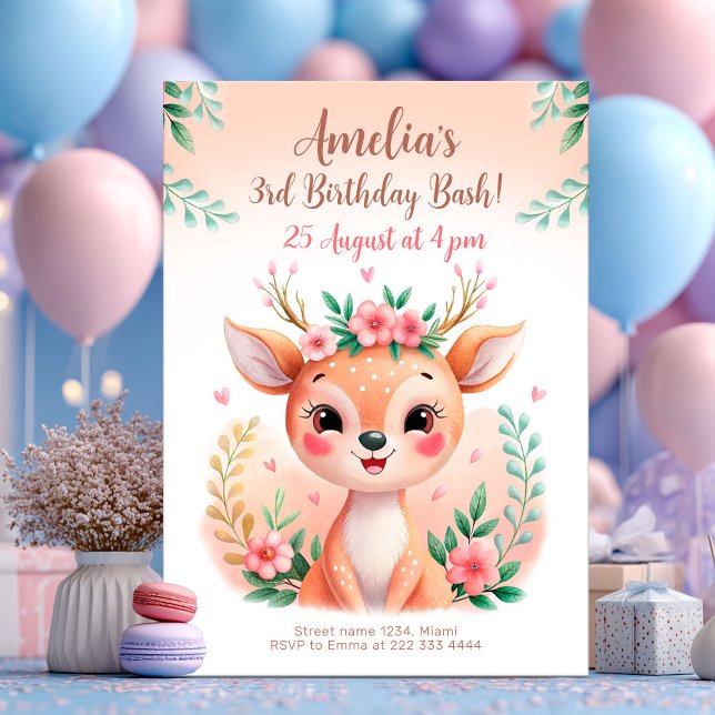 Carte d'anniversaire aux cerfs de bois (Créateur téléchargé)