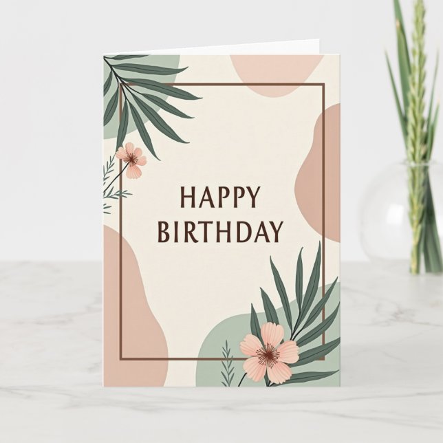Carte d'anniversaire aux feuilles raffinées (Devant)