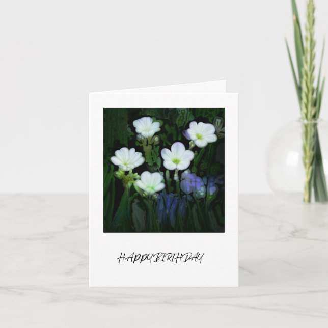 CARTE D'ANNIVERSAIRE AUX FLEURS BLANCHES (Devant)
