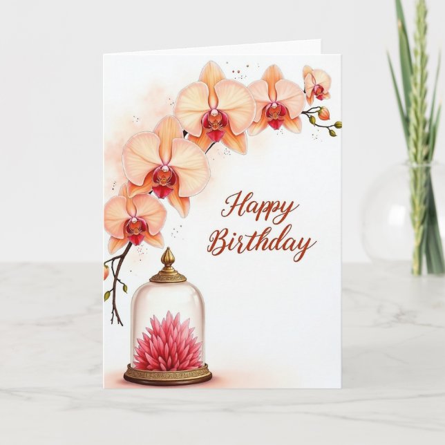 Carte d'anniversaire aux fleurs de pêcher (Devant)