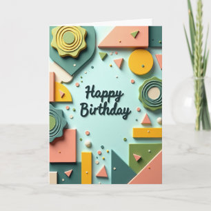 Carte d'anniversaire aux formes pastel