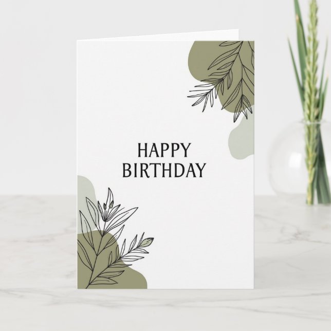 Carte d'anniversaire aux formes vertes sereines (Devant)